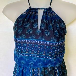 Sheer Boho Maxi Dress with Keyhole Neckline & Cross Back Tie Straps